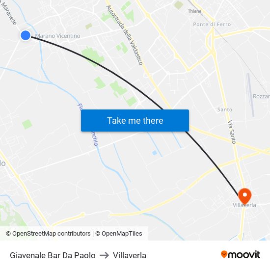Giavenale Bar Da Paolo to Villaverla map