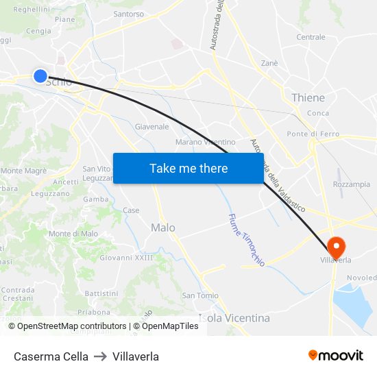 Caserma Cella to Villaverla map