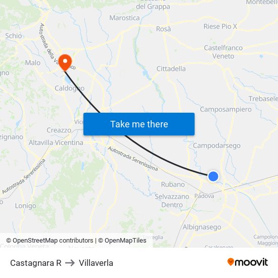 Castagnara R to Villaverla map