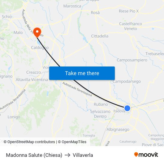Madonna Salute (Chiesa) to Villaverla map