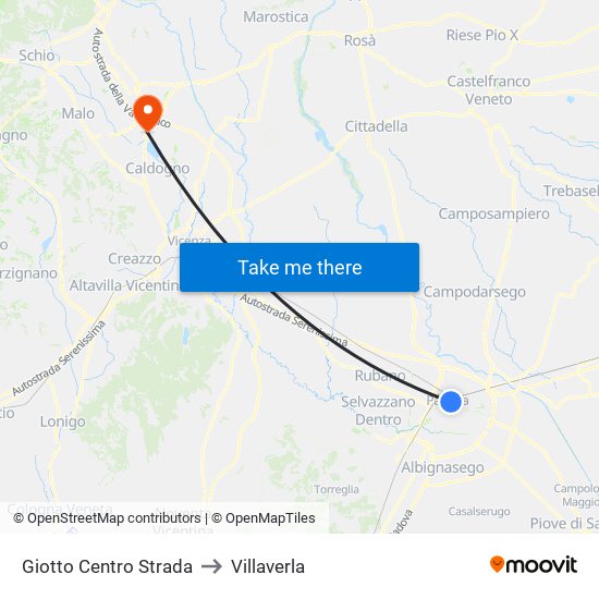 Giotto Centro Strada to Villaverla map