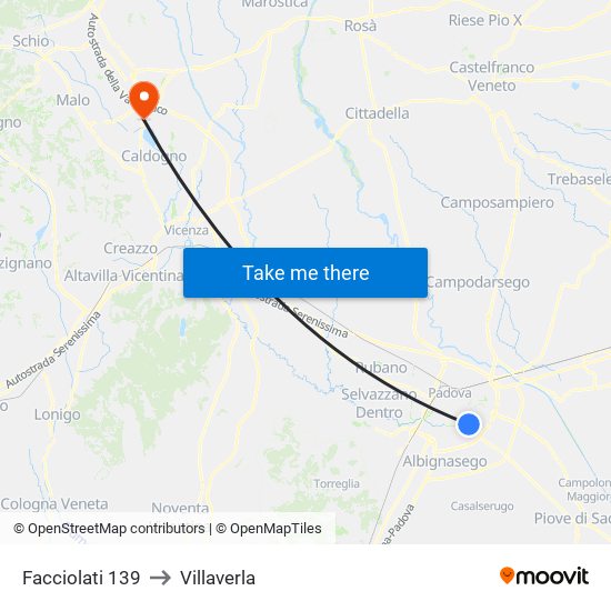 Facciolati 139 to Villaverla map