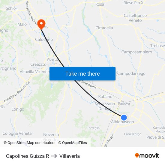 Capolinea Guizza R to Villaverla map