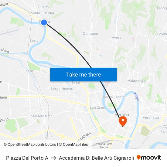 Piazza Del Porto A to Accademia Di Belle Arti Cignaroli map