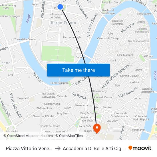 Piazza Vittorio Veneto A to Accademia Di Belle Arti Cignaroli map