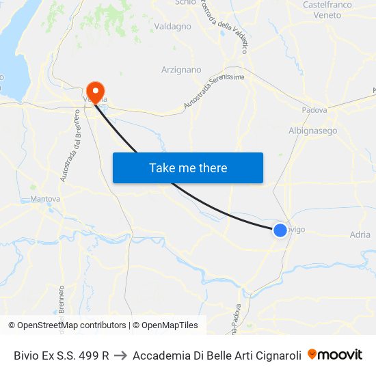 Bivio Ex S.S. 499 R to Accademia Di Belle Arti Cignaroli map