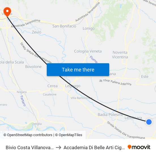Bivio Costa Villanova D.G. to Accademia Di Belle Arti Cignaroli map