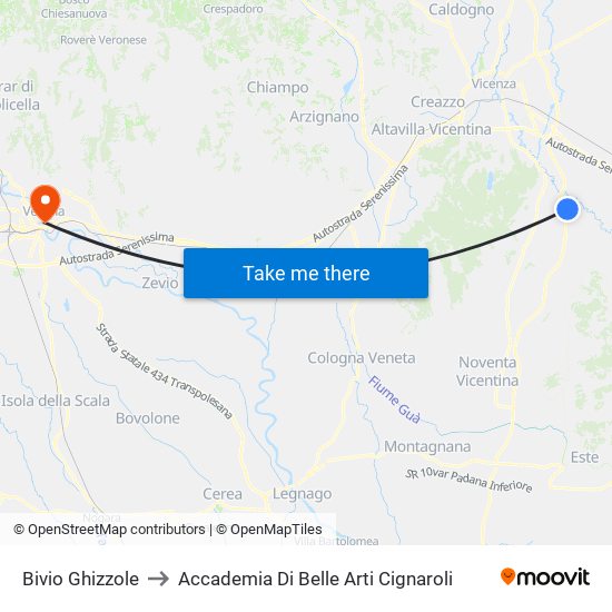 Bivio Ghizzole to Accademia Di Belle Arti Cignaroli map