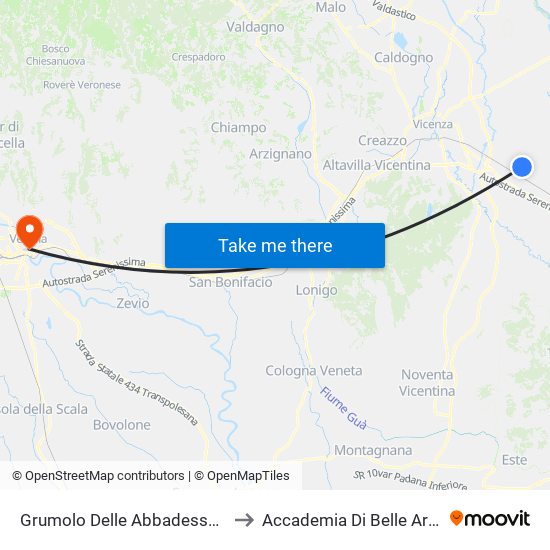 Grumolo Delle Abbadesse Via Rasega to Accademia Di Belle Arti Cignaroli map