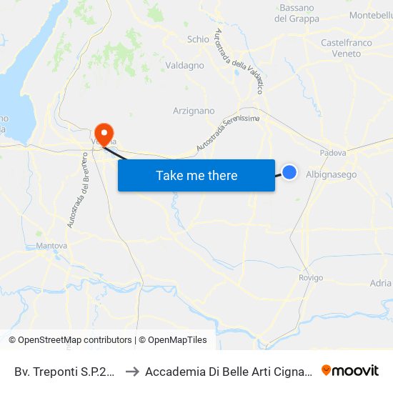 Bv. Treponti S.P.20 R to Accademia Di Belle Arti Cignaroli map