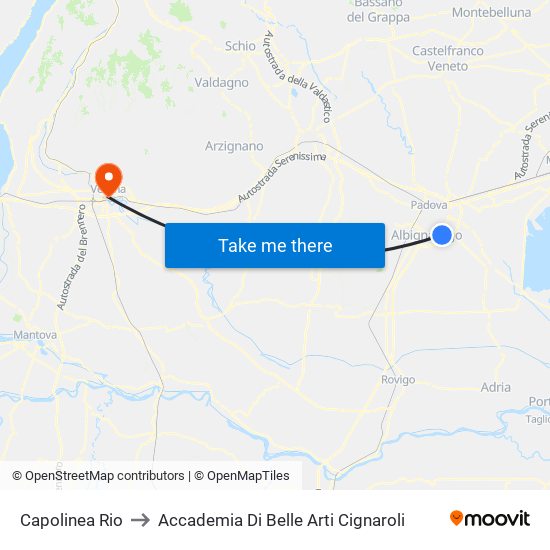 Capolinea Rio to Accademia Di Belle Arti Cignaroli map