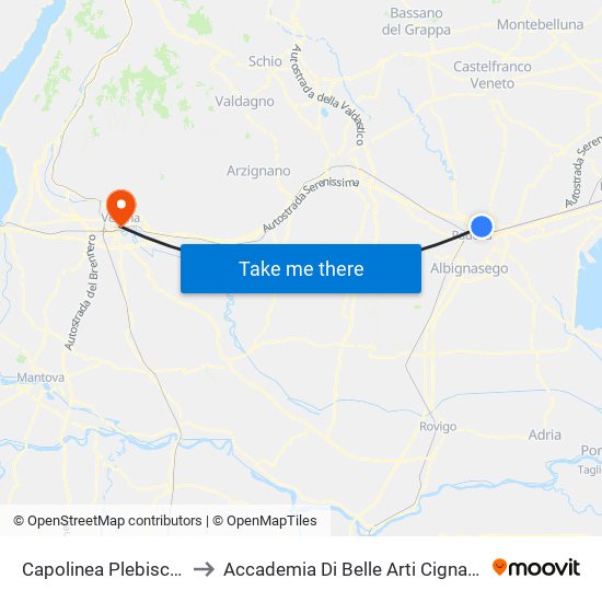 Capolinea Plebiscito to Accademia Di Belle Arti Cignaroli map