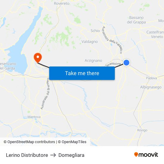 Lerino Distributore to Domegliara map