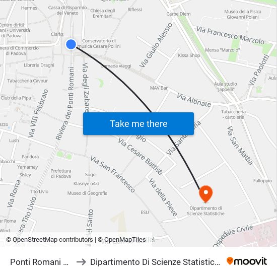 Ponti Romani 27 to Dipartimento Di Scienze Statistiche map