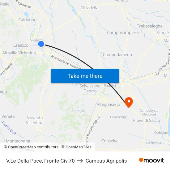 Viale Della Pace, Opposite 70 to Agripolis Campus map