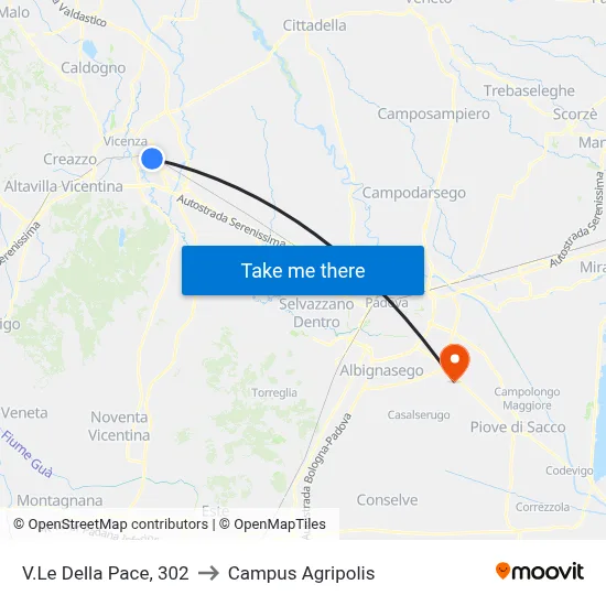 Peace Avenue 302 to Agripolis Campus map