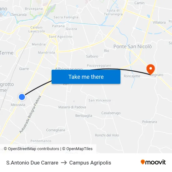 St. Anthony Due Carrare to Agripolis Campus map