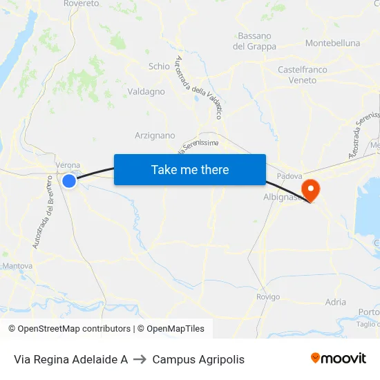Regina Adelaide Street A to Agripolis Campus map