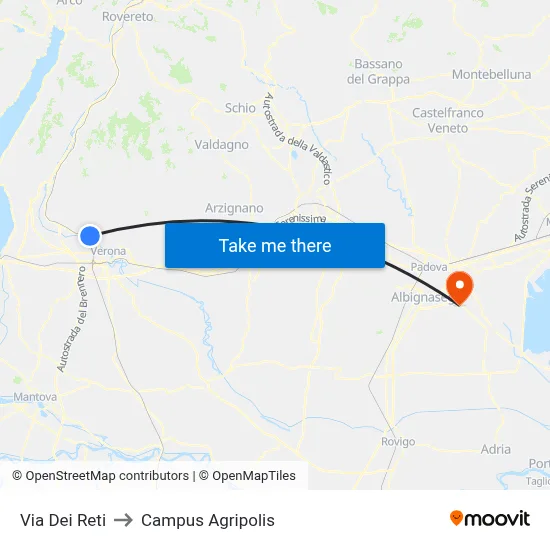 Reti Street to Agripolis Campus map