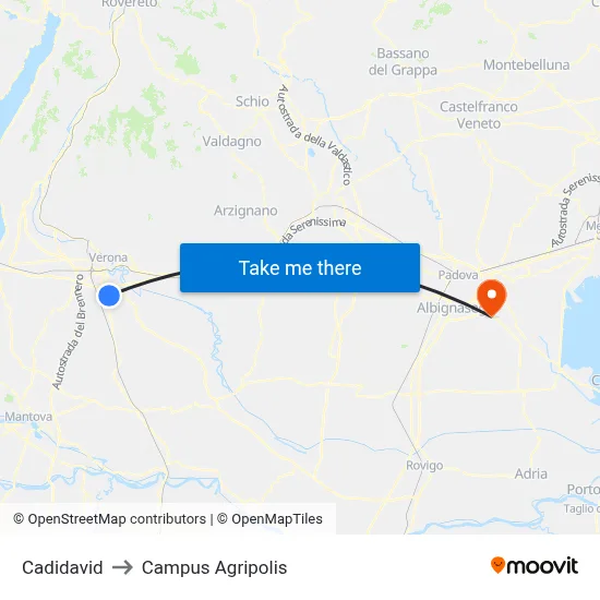 Cadidavid to Agripolis Campus map