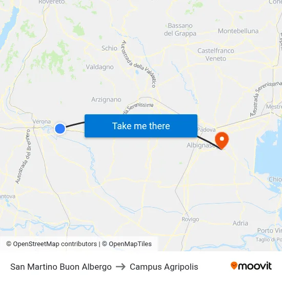San Martino Buon Albergo to Agripolis Campus map
