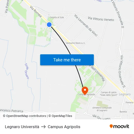Legnaro University to Agripolis Campus map