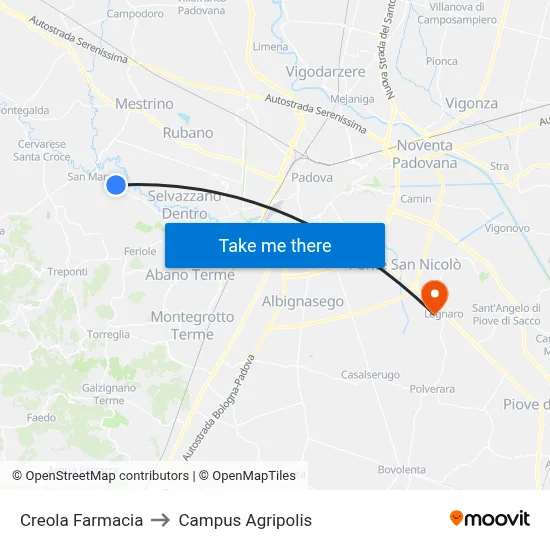Creola Pharmacy to Agripolis Campus map