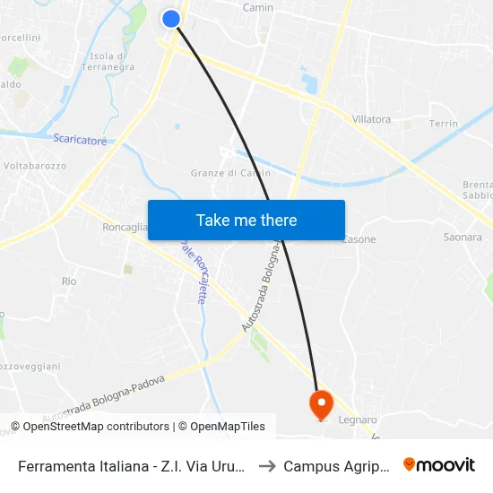 Italian Hardware - Industrial Zone Via Uruguay to Agripolis Campus map