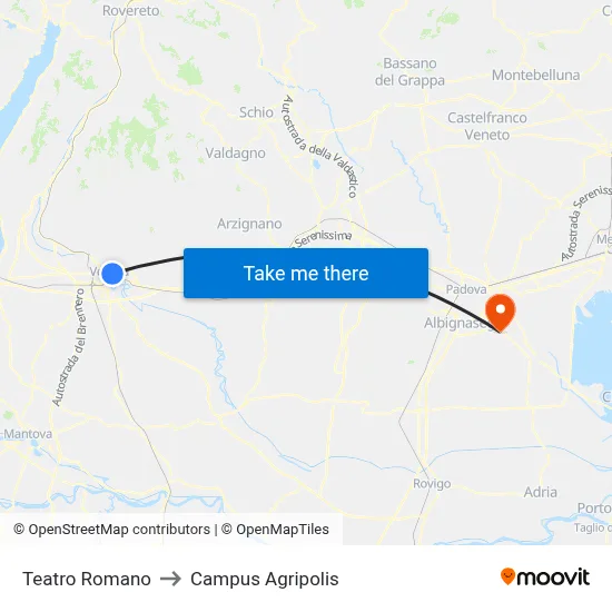 Roman Theater to Agripolis Campus map
