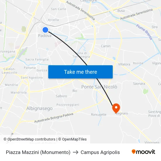 Mazzini Square (Monument) to Agripolis Campus map