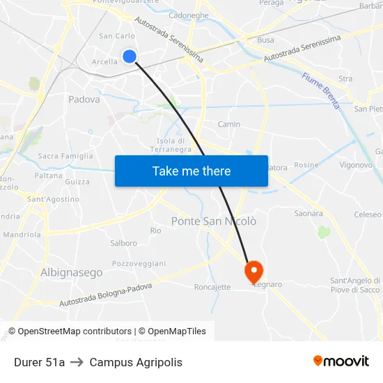 Durer 51a to Agripolis Campus map