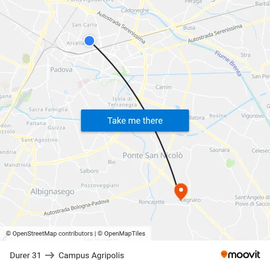Durer 31 to Agripolis Campus map