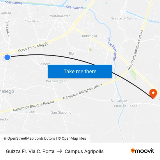 Guizza Area C. Porta Street to Agripolis Campus map