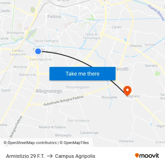 Armistice 29 to Agripolis Campus map