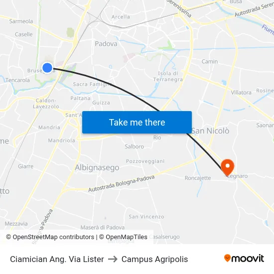 Ciamician Corner Via Lister to Agripolis Campus map