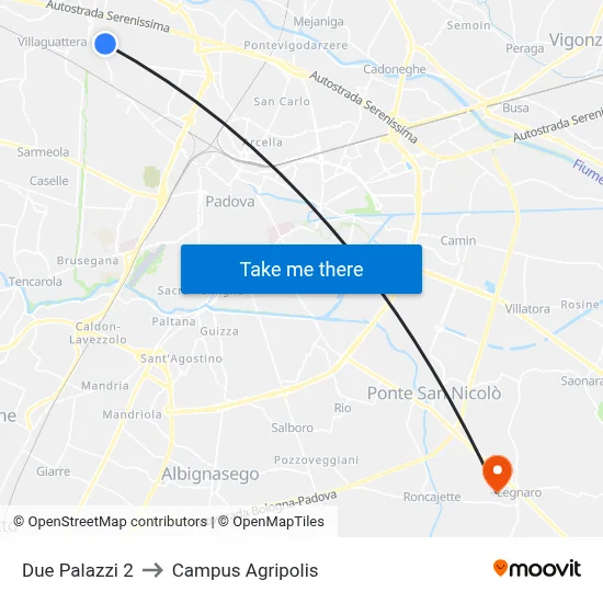 Due Palazzi 2 to Agripolis Campus map