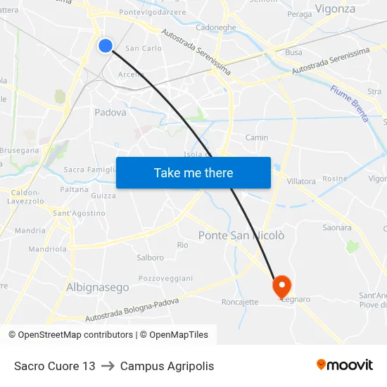 Sacred Heart 13 to Agripolis Campus map