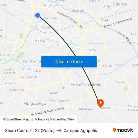 Sacred Heart Fr. 27 (Post Office) to Agripolis Campus map