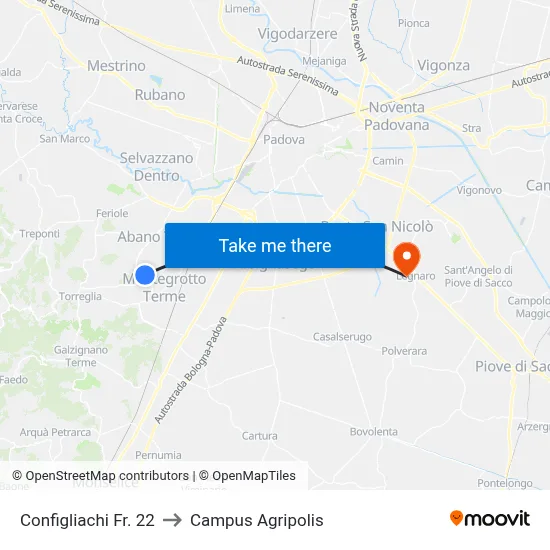 Configliachi Near 22 to Agripolis Campus map