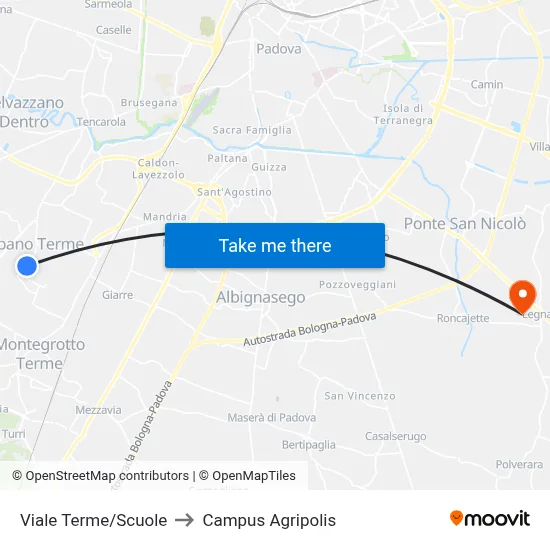 Terme Avenue/Schools to Agripolis Campus map
