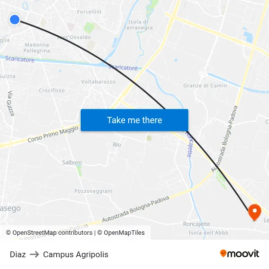 Diaz to Agripolis Campus map