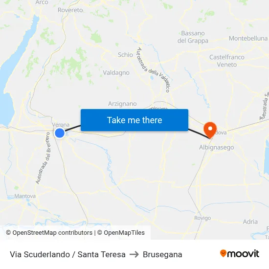 Scuderlando Street / Santa Teresa to Brusegana map