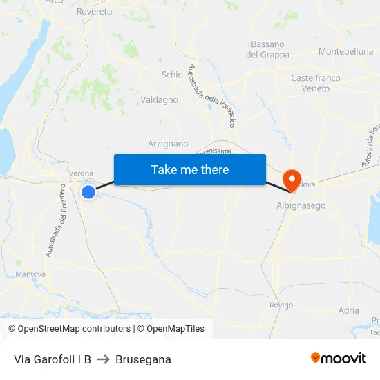 Via Garofoli I B to Brusegana map