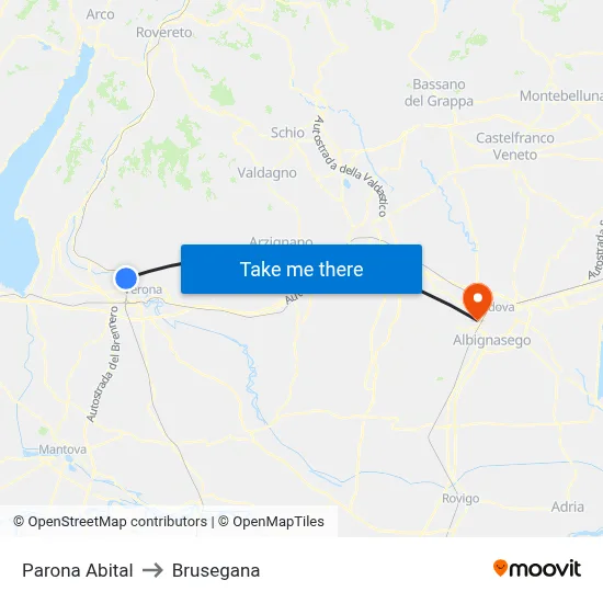 Parona Abital to Brusegana map