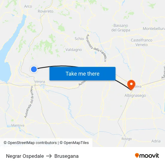 Negrar Hospital to Brusegana map