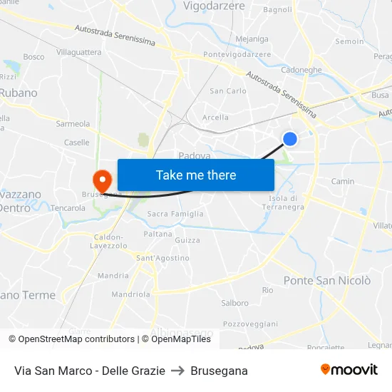 San Marco Street - Delle Grazie to Brusegana map
