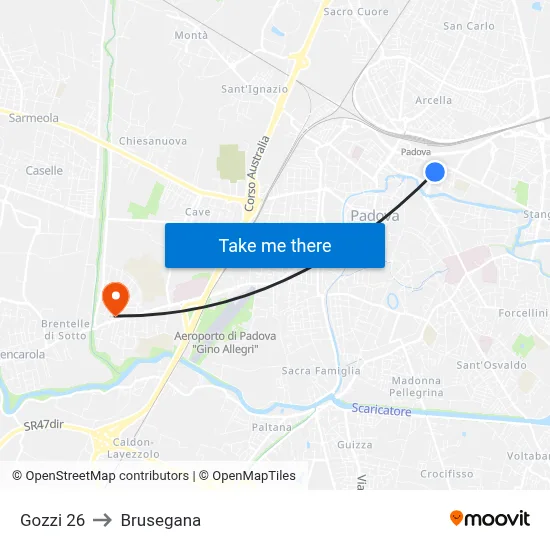 Gozzi 26 to Brusegana map