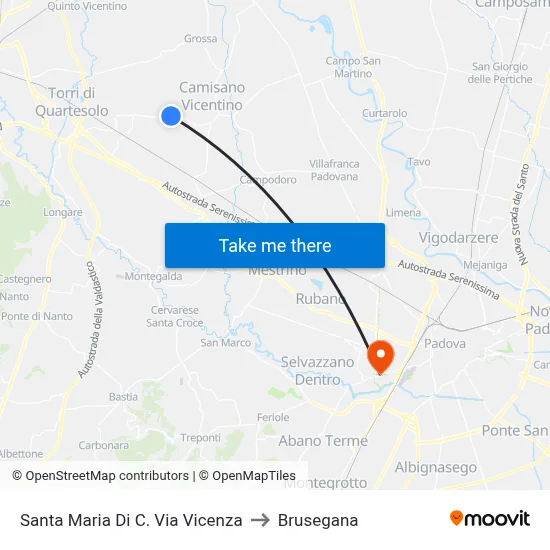 Santa Maria Di C. Via Vicenza to Brusegana map