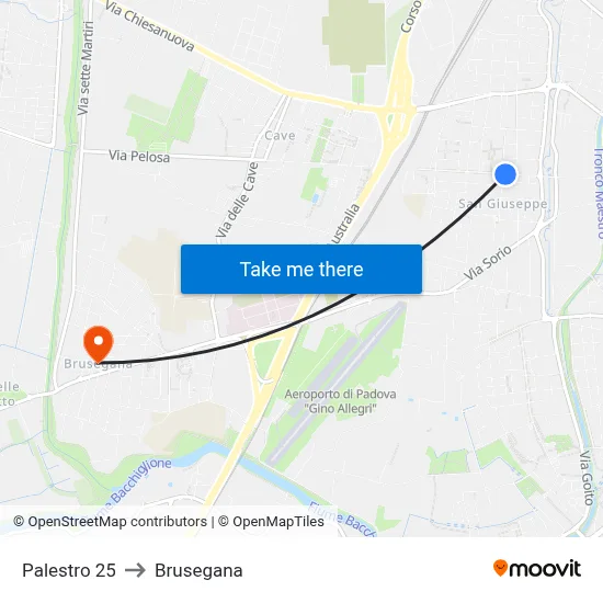 Palestro 25 to Brusegana map