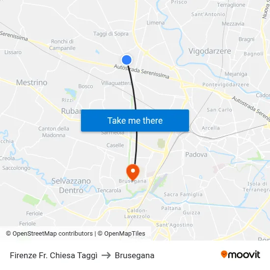 Firenze Fr. Chiesa Taggi to Brusegana map